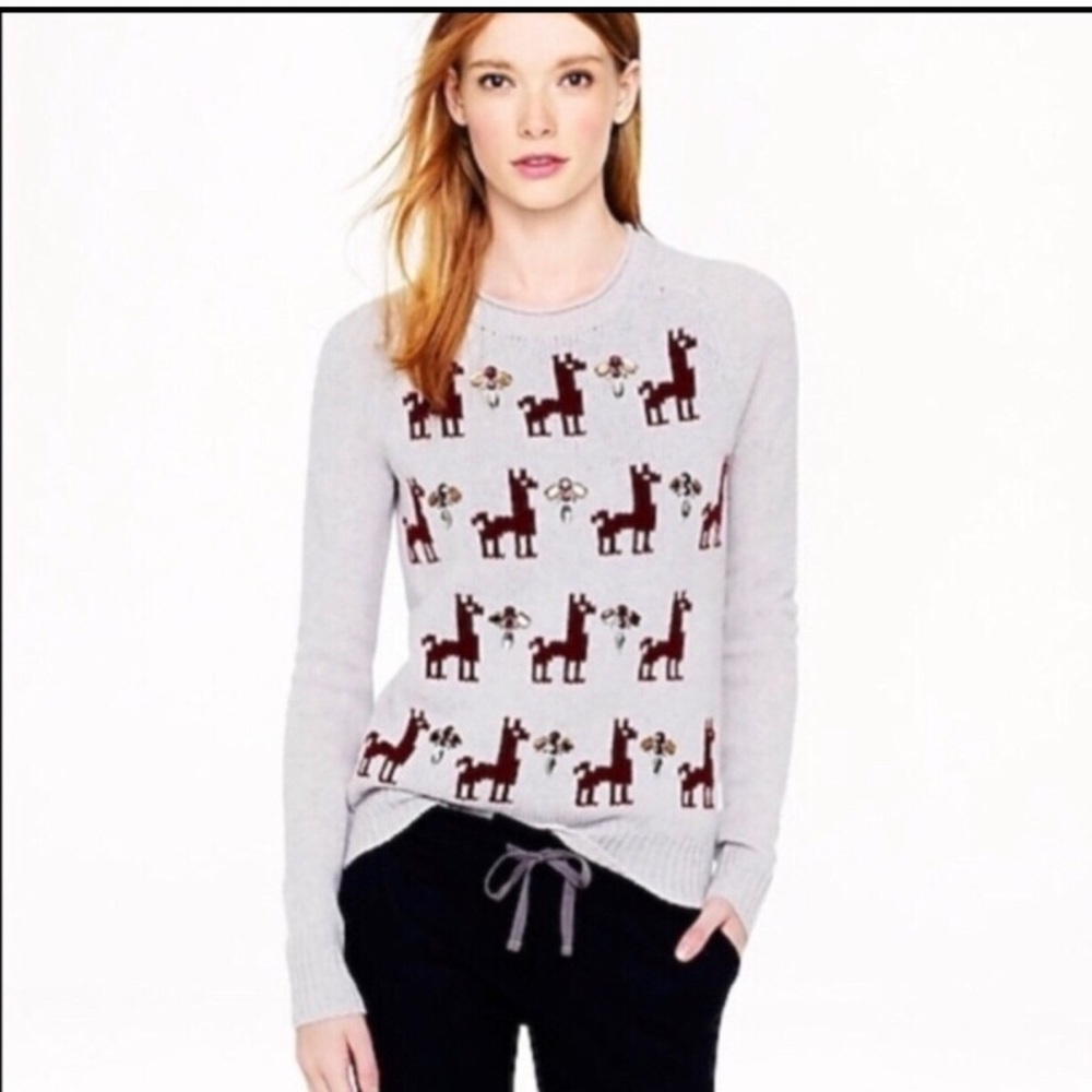 JCrew crew cute Llama sweater